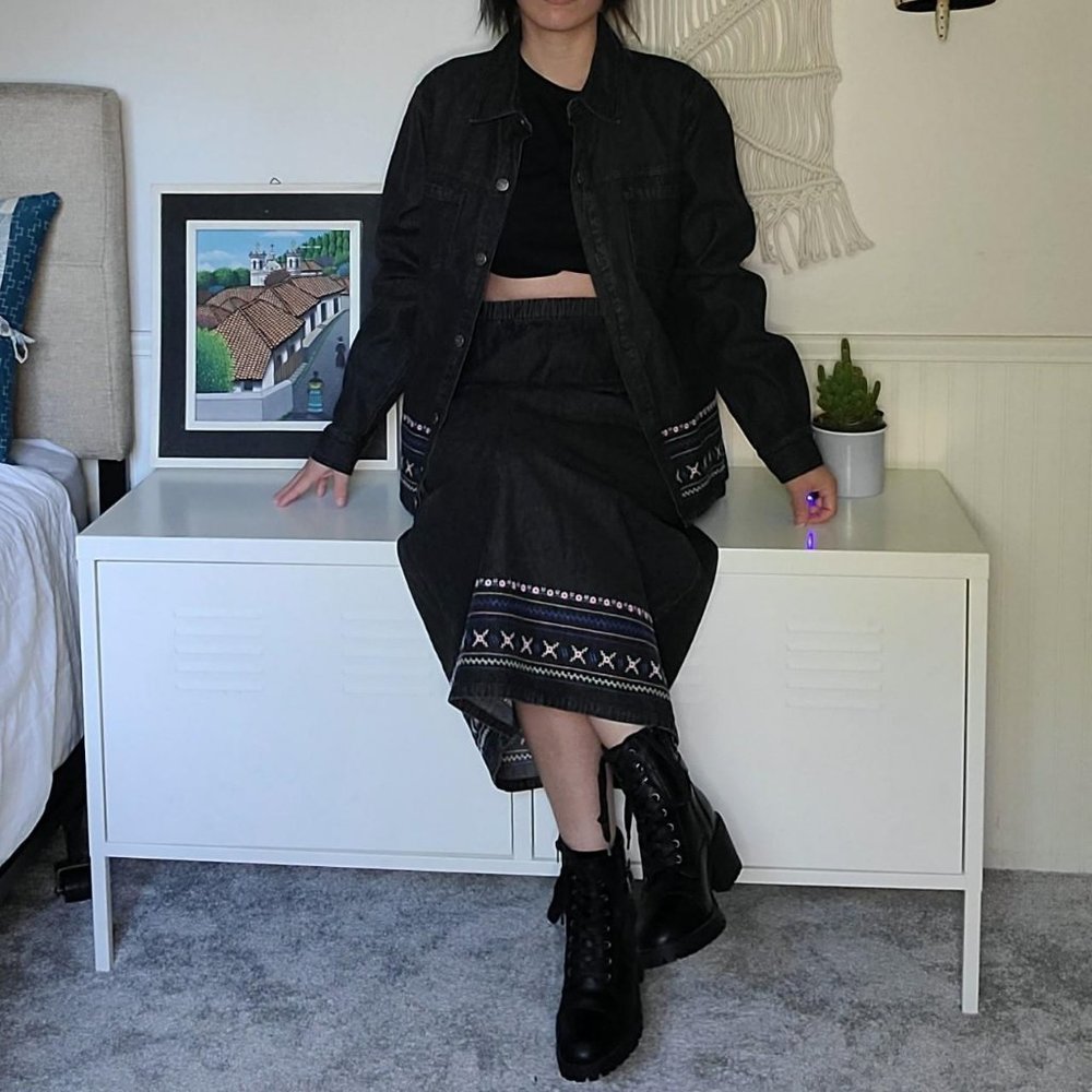 Black Denim&Co jacket and skirt set - Picture 2 of 4